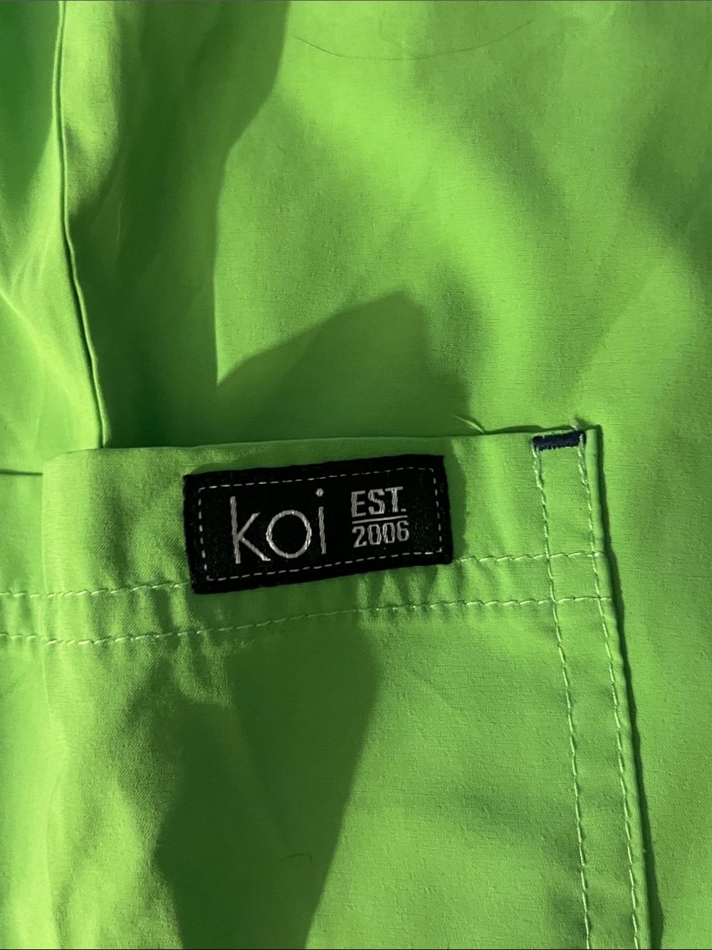 KOI 💚 LIME GREEN WIDE ELASTIC WAISTBAND 6-POCKET CARGO SCRUB PANTS Women’s XL - Picture 7 of 12